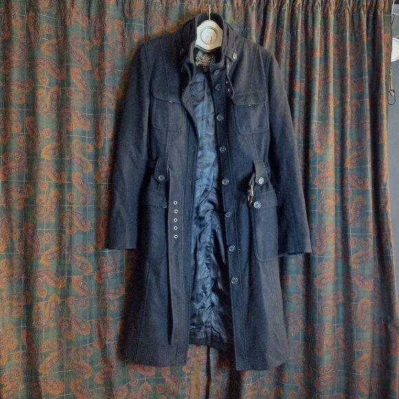 Esprit Collection Long Coat trench pea wool blend Size M - Picture 1 of 7